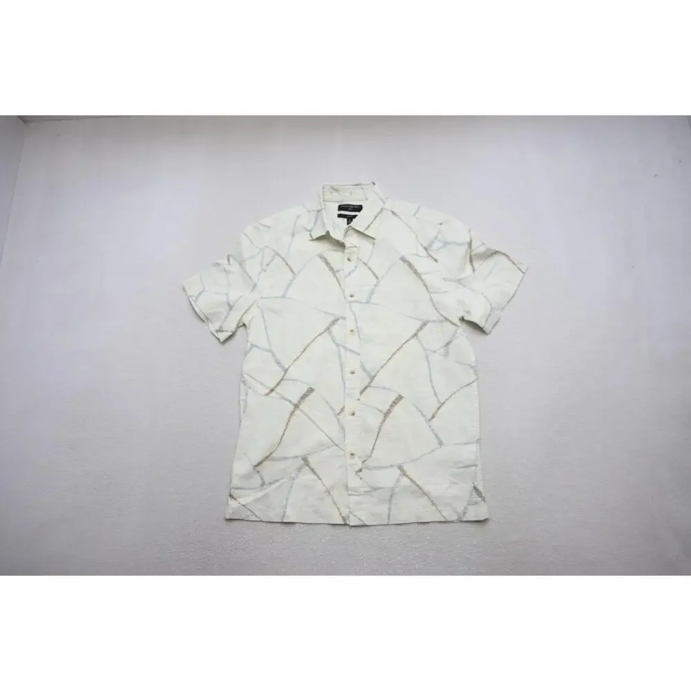 Banana Republic Linen Blend Button Up Shirt Slim Fit Short Sleeve Mens‎ Sz Small